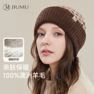 Jiumu pure wool warm woolen hat autumn and winter knitted hat cold hat winter hat winter outdoor ear protection cold hat women winter