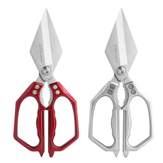 Leying jinyan big-head scissors for chicken, duck, fish and goose kitchen special selection of steel, aluminum alloy, labor-saving, food-grade, strong and durable, 1 handful of streamer silver