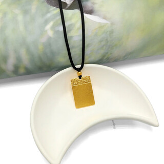 Qian shengyuan lao phoenix 999 vietnamese sand gold wu shi brand pendant for men and women gold-plated necklace square card pendant can be woven kirinji small wu shi brand about 2*3cm8g lao fengxiang quality