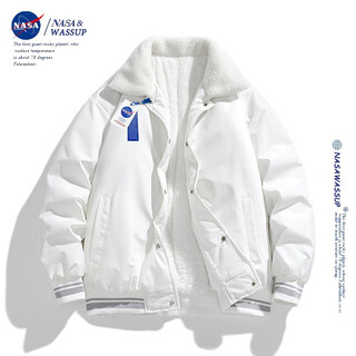 Nasawassup official trendy brand co-branded cotton jacket for men in winter american lamb wool jacket plus velvet and thickened cotton jacket for men, white xl (recommended 130-145jin jin is equal to 0.5kg)