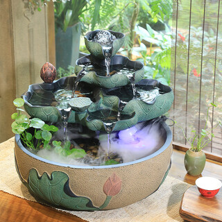 Zhi decoration creative fountain water decoration lucky crystal ball waterscape humidifier chinese water circulation living room desktop small fish tank s018-12 yihe large new style + atomizer