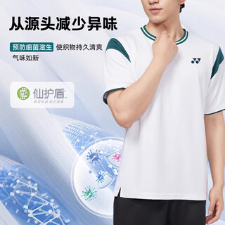 Yonex badminton uniform men's comfortable breathable short-sleeved sportswear 1103825bcr white o