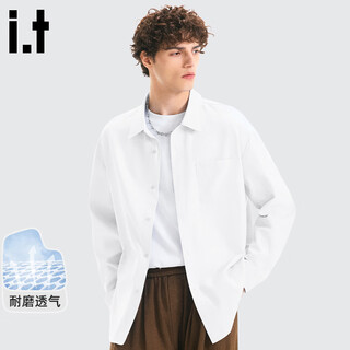 Fingercroxxit long-sleeved shirt men's spring light luxury high-end casual simple oxford shirt white l