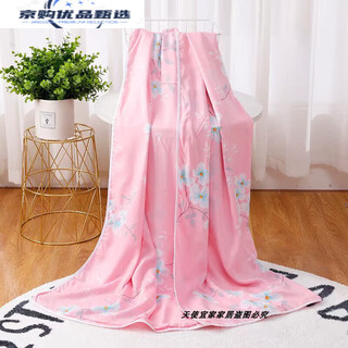 Cotton silk artificial cotton double layer blanket for children and infants summer thin cover single quilt double-sided cotton silk summer cool quilt blossoming pink 110*140cm (double layer single cover)
