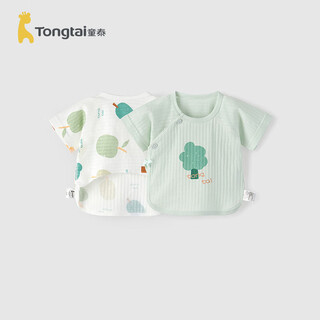Tongtai (tongtai) baby short-sleeved half-back summer cotton clothes newborn baby monk clothes full-month clothes jacquard green 59cm