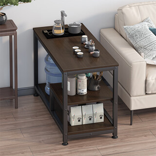 Xinyouliangjia coffee table sofa side table tea cabinet tea table table double-layer storage rack b030 black walnut color 80cm