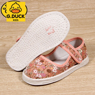 G.duck old beijing children's cloth shoes girls pink breathable sweat-absorbent handmade thousand-layer cloth shoes baby shoes thousand-layer cloth bottom 14 inner length 14 cm, according to the inner length