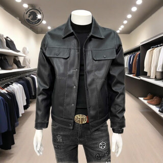 Andseeyou brand men's leather jacket 2025 autumn new motorcycle leather jacket trendy casual jacket fashion boutique clothes black m