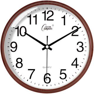 Compas wall clock travel time living room office clock wall hanging 2024 new simple creative clock fashion quartz clock 6881 wood grain color