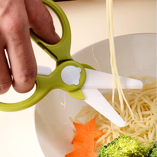 Andena baby and children's ceramic food supplement scissors, special food-grade food scissors for babies to eat, can cut meat, portable, new ceramic food supplement scissors + storage box (green)