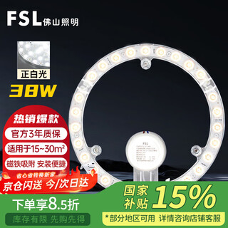 Fsl led wick replacement magnetic lamp panel patch modification lamp panel energy-saving round lamp 38w/positive white light 280mm including binding posts