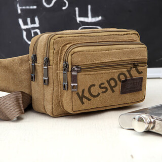 Wear-resistant canvas multi-compartment waist bag for men and women for construction site work, chest bag and shoulder bag for men and women, large-capacity work black