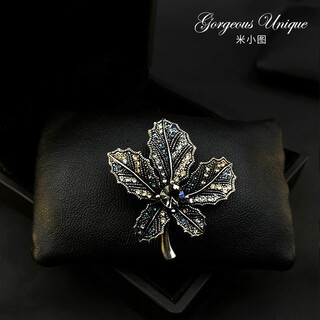Quamer high-end retro leaf brooch, men's and women's coats, suits, simple temperament, corsage, scarf, hat pin
