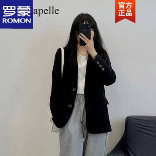 Romon small suit women's 2022 spring and autumn new french retro casual suit temperament design small fashion jacket black l