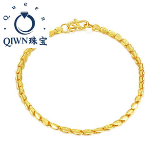 Qiwn jewelry new light luxury niche pure gold 999 wheat ear heart-shaped wheat heart-shaped gold bracelet women's model a pure gold 999 about 5.38g17cm