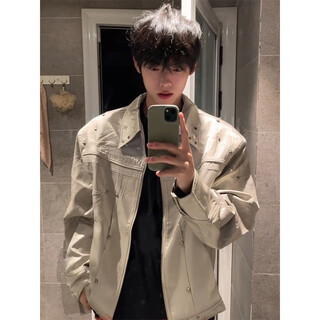 Du xiaoxian cleanfit american short shoulder padded jacket men's spring and autumn new handsome metal stand collar workwear flight jacket gray xl recommended 120-140jin jin equals 0.5 kg