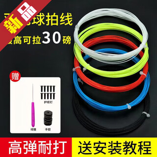 狮勒羽毛球拍网线高弹力耐磨耐用球拍拉线通用换线自穿防断羽毛球 白色2条工具