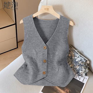 She pool solid color v-neck sleeveless knitted vest women's 2025 autumn new layered woven vest vest
