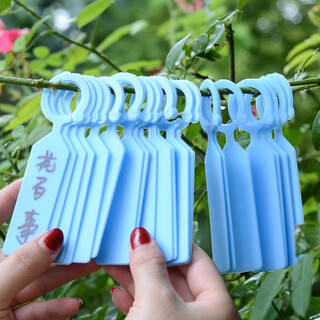 Gardening label insert tag waterproof ring buckle plant listing identification card plastic thickened succulent small label tool blue hangable label 100 pieces