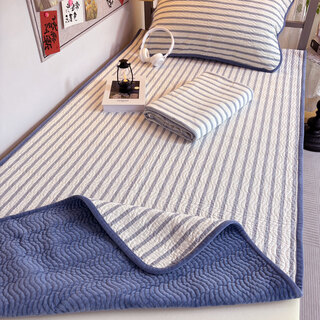 Tengai home textile one side pure cotton and one side baby velvet bed cover single student dormitory three-piece set of cotton quilted sheets mattress cushion lime blue one side pure cotton one side velvet, double-sided single bed cover 90*200cm suitable for 0.9m dormitory bed