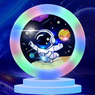 Tlxt children's soft frisbee outdoor adult luminous soft silicone flash dodge disk beach frisbee rotating lights luminous colorful lights astronaut/soft thickening