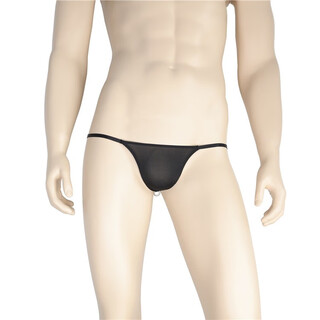 Men's ice silk thong one-line translucent back court pearl stimulation low-waist sexy tight adult erotic underwear black l (suitable for 175cm within 140jin jin is equal to 0.5kg inner body)
