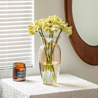 Muding amber glass art vase simple style nordic high-end decorative water-raised flowers birthday gift