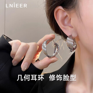 Lnieer925 silver earrings retro hong kong style large earrings for women light luxury high-end earrings earrings 2025 new popular earrings silver retro earrings 925 silver needles