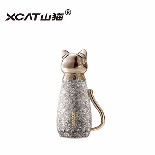 Xcat bobcat pure titanium insulated cup high-looking goddess titanium cup portable straw titanium water cup holiday gift cat titanium cup meow fun titanium cup moon shadow cat silver