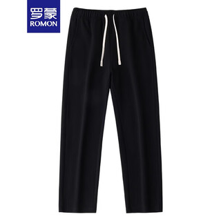 Romon light luxury 350g twill guard loose autumn and winter drape sports casual trousers for men simple solid color drawstring elastic waist black straight s 165-100-120jin jin equals 0.5 kg