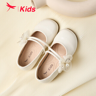 红蜻蜓童鞋2025年秋季儿童软底女童公主鞋女孩小皮鞋子Q53BD017米色29