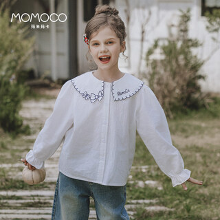Mami maka (momoco) children's clothing girls' shirts 2025 autumn casual all-match shirts for children and middle-aged children 001 white 105