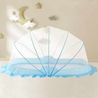 Rsrddy children's crib mosquito net, full-cover universal foldable mosquito net for newborn baby bed, free of light, full yarn qinxin blue belt mosquito repellent buckle, length 128*width 65*height 55cm丨large size