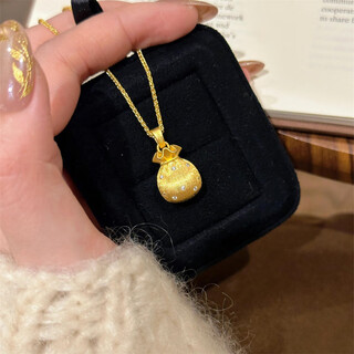 Feng feili 18k gold brushed dot diamond lucky bag necklace new style clavicle chain new national trend bag lucky brushed lucky bag + chopard chain