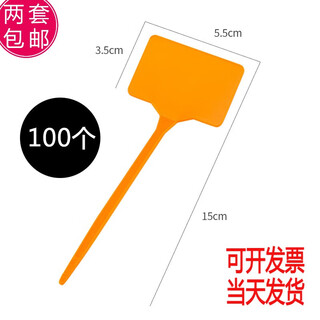 奔新农盆栽插牌绿植花卉牌园艺标签防水标识牌加厚彩色5代塑料书写牌 [100个 ]五代斜面标签桔色