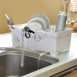 Rsrddy japan imported draining dish rack, dish storage rack, sink side dish drying rack, tableware storage box, tableware drain basket, sink white