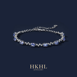 Hkhl 925 silver natural tanzanite sapphire bracelet women's bracelet high-end light luxury bracelet niche girls birthday gift natural tanzanite bracelet certificate + light luxury gift box
