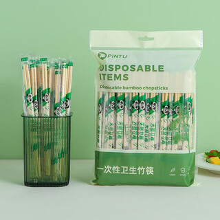 Xirunjia disposable one-piece bamboo chopsticks 100 pairs independently packaged bold picnic camping package takeaway tableware