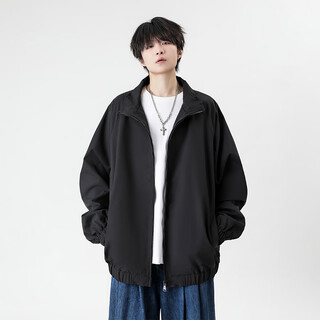 Dingfengbaoluo casual jacket men's autumn solid color simple versatile fashion loose top coat kd16 black m