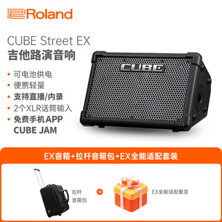 Roland cube-street ex speaker outdoor road show portable playing and singing electric blowpipe electric guitar outdoor playing and singing audio cube-stex black standard + portable trolley audio bag