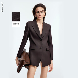 Langzi peaked collar temperament waist commuting suit high-level light workplace fashion suit 2025 autumn new style dark brown l