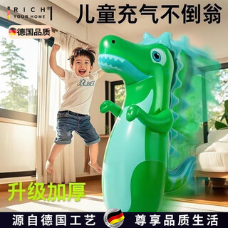 RICH YOUR HOME德国品质儿童玩具充气不倒翁玩具宝宝室内早教拳击沙袋益智小玩具 绿色恐龙[升级加厚]送充气泵