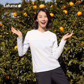 Lafuma le feiye long-sleeved t-shirt for women, outdoor autumn round v-neck striped moisture-absorbent quick-drying clothing lfts5cl61