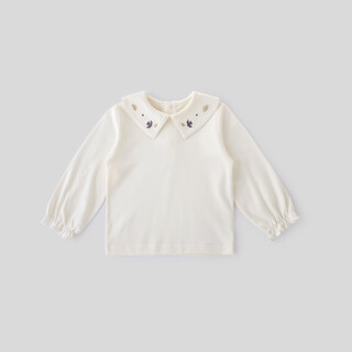 Bali piggy girls' tops spring and autumn modal children's t-shirts infants and toddlers sweet and cute doll collar tops autumn baby t-shirts beige 100