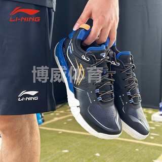 Li ning (li-ning) 2025 new ground flying 3 pro badminton shoes professional competition training carbon plate shock-absorbing anti-slip sports shoes night elf ayav001-3 black/crystal blue 41 (255mm)