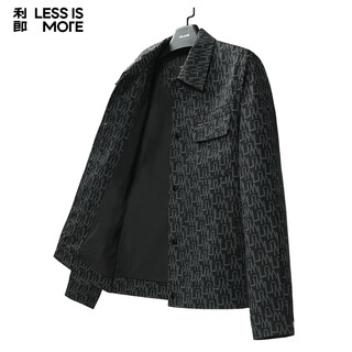 Lilang all-over printed jacquard jacket men's wear-resistant, comfortable, classic light luxurious casual jacket black xl (175)