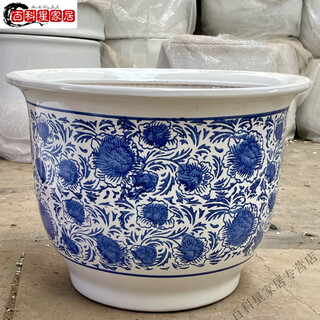 Miaopule jingdezhen ceramic flowerpot large size 40 cm in diameter or above special landscape fortune tree landscape flower vat iron tree living room blue and white style ceramic x medium outer diameter 40 inner diameter 33 height 3