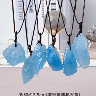 Aquamarine pendant, natural raw stone for women, ice seed waxy aquamarine necklace for men, blue water, about 10g
