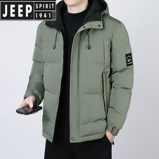 Jeep spirit men's winter cotton coat trendy loose hooded thickened cotton jacket for middle-aged and young people 5507 light military green xl 140-160jin jin equals 0.5 kg