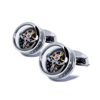 William milton british fashion perpetual tourbillon cufflinks men's light luxury french cuffs custom gift box silver transparent tourbillon
